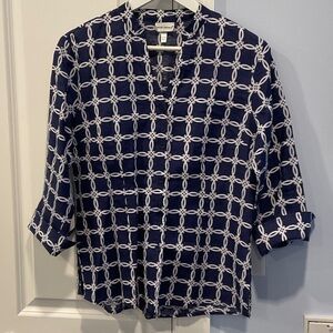 LIKE NEW Harve Benard Blue and White Patterned Top